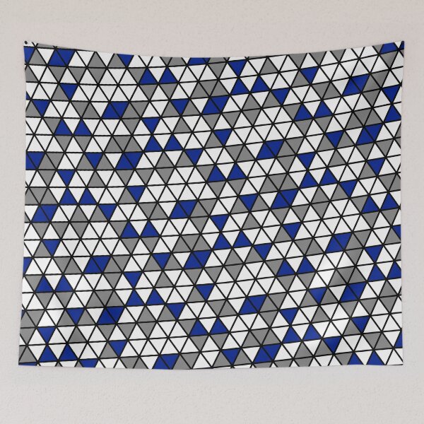 Item preview, Blue Grey & White Triangles Black Trim Limitless Seams designed and sold by Alchemy-A-La-G.