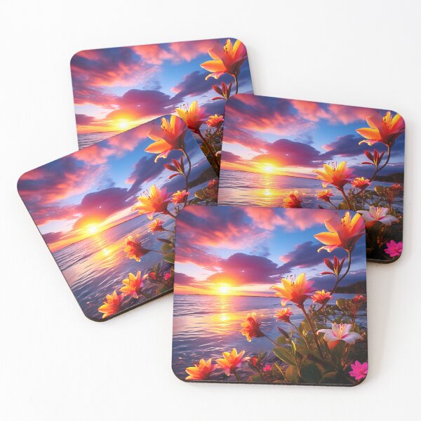 Item preview, Serene Landscape - Tropical Flowers and Sunset designed and sold by Serenitia.