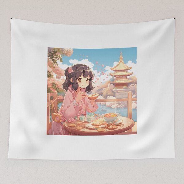 Aperçu de l'œuvre Jolie Fille Anime Dégustant Des Nouilles Ramen créée et vendue par Shirtastically.