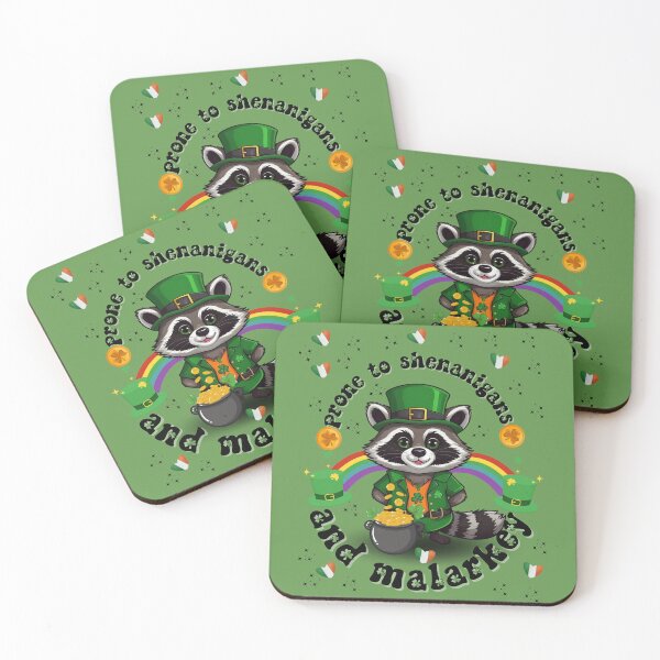 Item preview, Prone To Shenanigans And Malarkey Funny St Patrick Day Raccoon For Woman And Man designed and sold by Raccoon's World.