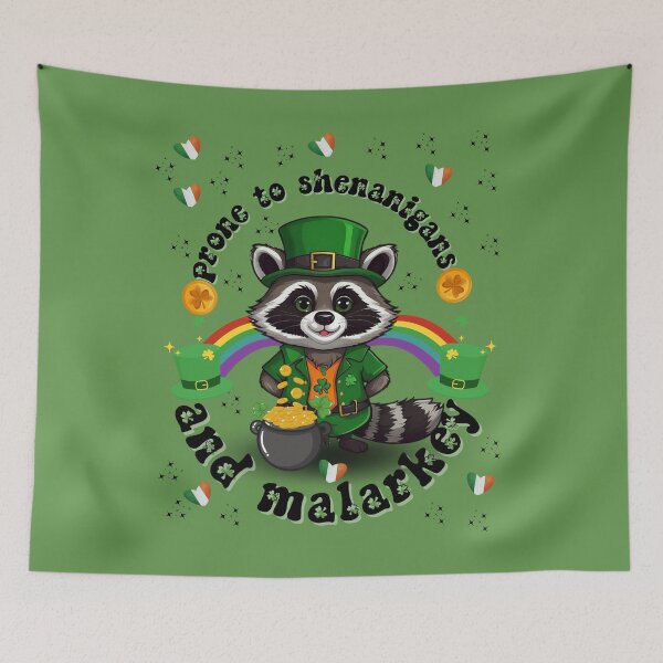 Item preview, Prone To Shenanigans And Malarkey Funny St Patrick Day Raccoon For Woman And Man designed and sold by Raccoon's World.