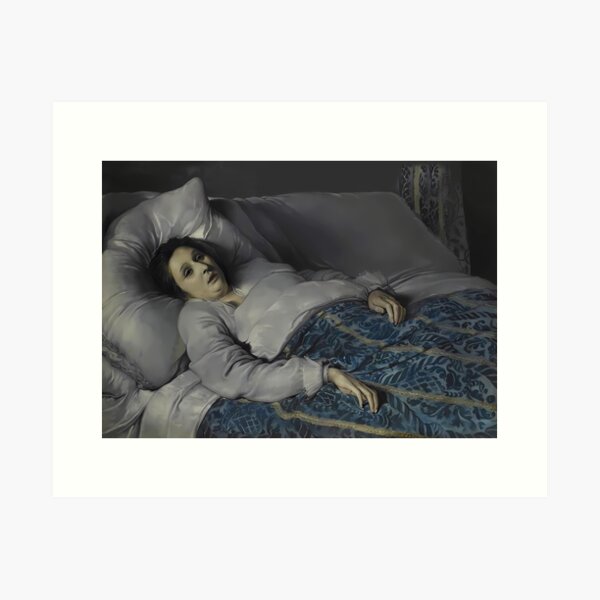 Item preview,  Young woman on her deathbed - famous meme, painted by Anonymous Flemish master designed and sold by EmeraldeaArt.