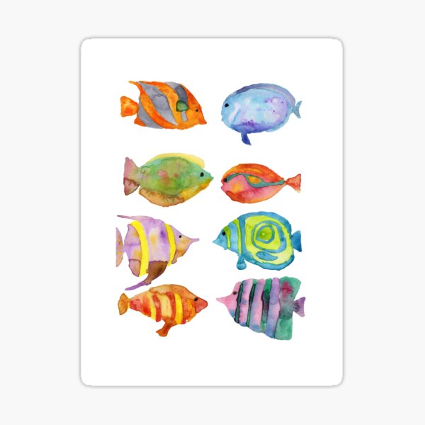 Watercolor Colorful Tropical Fish Sticker