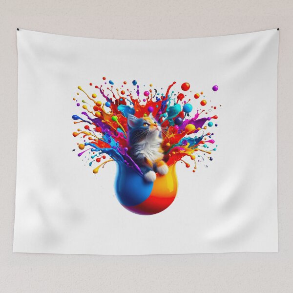 Item preview, Cute Kitty Cat In Splash Vibrant Colored Paint  designed and sold by Tamer ⭐⭐⭐⭐⭐.