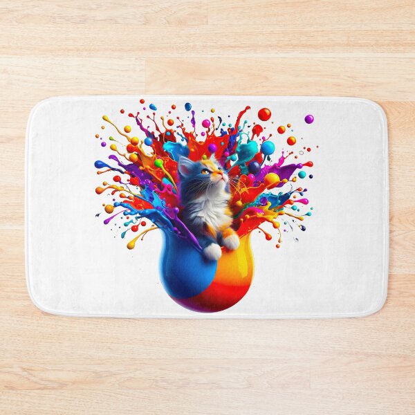 Item preview, Cute Kitty Cat In Splash Vibrant Colored Paint  designed and sold by Tamer ⭐⭐⭐⭐⭐.