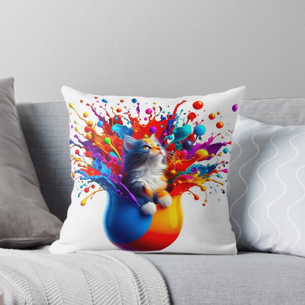 Item preview, Cute Kitty Cat In Splash Vibrant Colored Paint  designed and sold by Tamer ⭐⭐⭐⭐⭐.