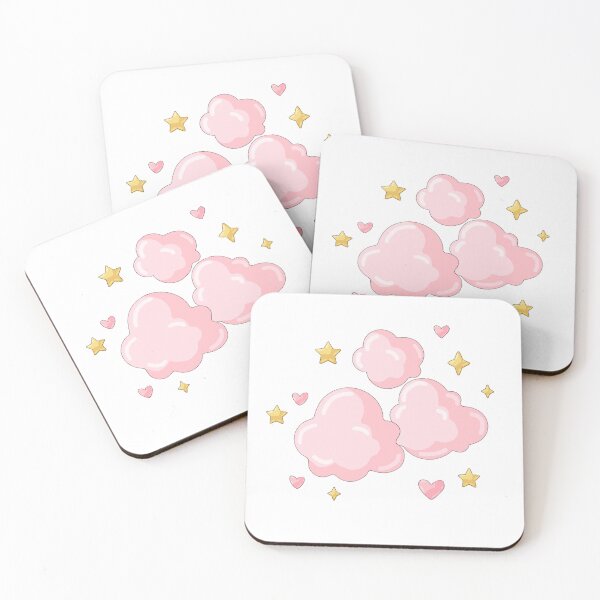 Item preview, Pink Fluffy Clouds with Gold Stars designed and sold by jennysselling.