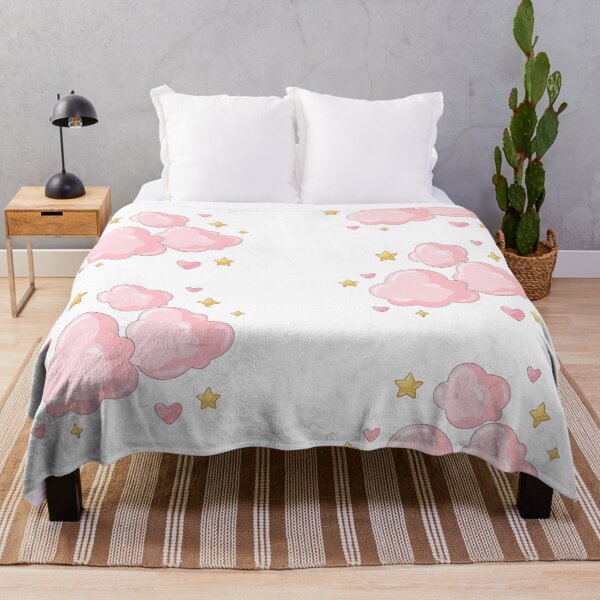 Item preview, Pink Fluffy Clouds with Gold Stars designed and sold by jennysselling.