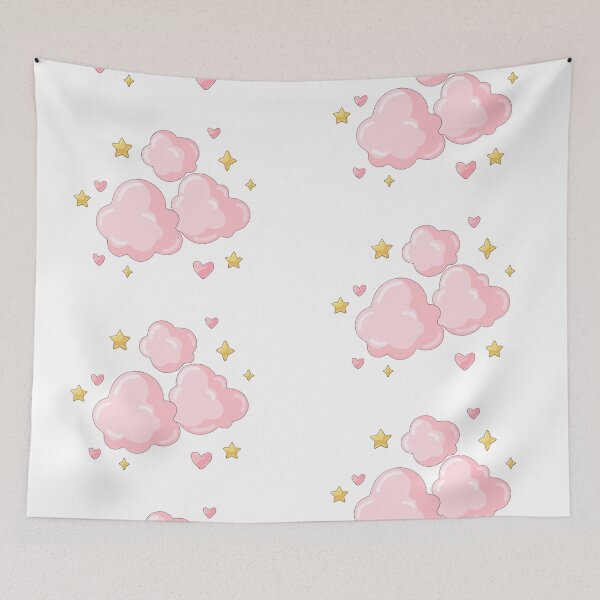 Item preview, Pink Fluffy Clouds with Gold Stars designed and sold by jennysselling.