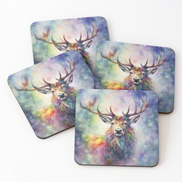 Item preview, Stag Rainbow Watercolour Painting designed and sold by xHollysGraphics.
