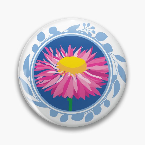 Item preview, Paper Daisy pink Australian flora Eucalyptus blue designed and sold by blueidesign.