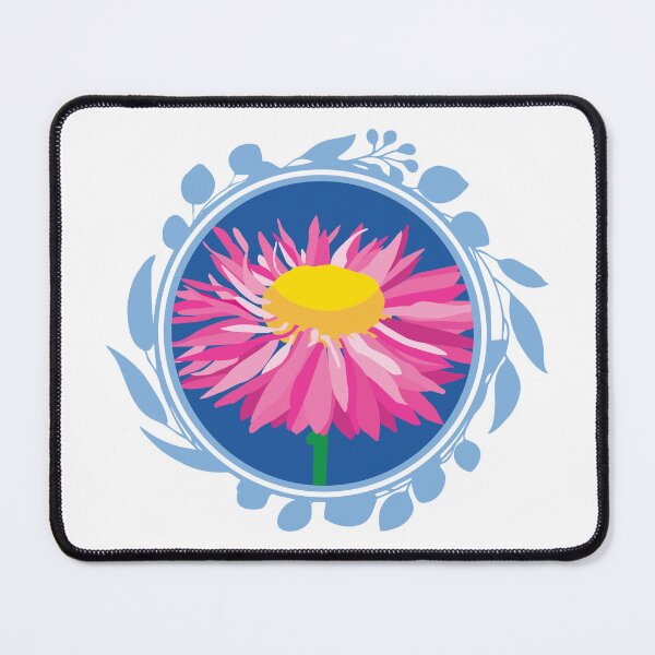 Item preview, Paper Daisy pink Australian flora Eucalyptus blue designed and sold by blueidesign.