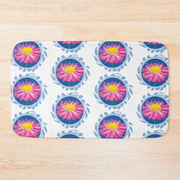 Item preview, Paper Daisy pink Australian flora Eucalyptus blue designed and sold by blueidesign.