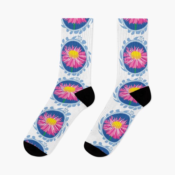 Item preview, Paper Daisy pink Australian flora Eucalyptus blue designed and sold by blueidesign.