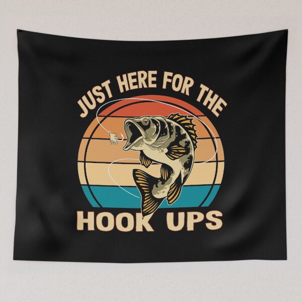 Item preview, Funny Fishing Lover Pun Just Here For The Hook Ups Vintage Fisherman Adult Humor  designed and sold by Bad Kitty Designz.