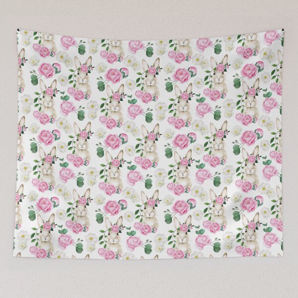 Item preview, Cute Bunny With Peonies Print designed and sold by WilliamSRamsey.