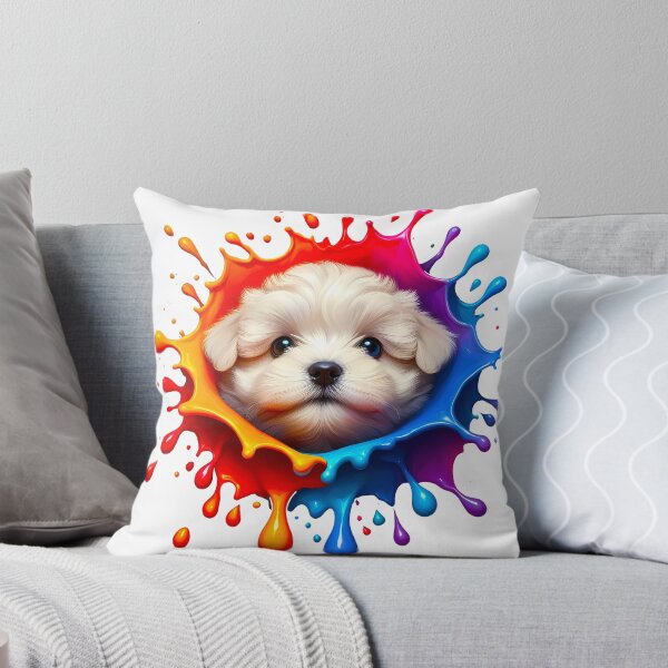 Aperçu de l'œuvre Mignon petit chiot dans une peinture éclaboussante de couleur créée et vendue par Tamer ⭐⭐⭐⭐⭐.