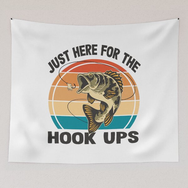 Item preview, Just Here For The Hook Ups Funny Fishing Lover Retro Angler Adult Humor  designed and sold by Bad Kitty Designz.