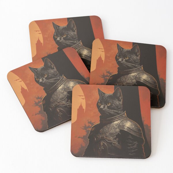 Item preview, PALADIN - DARK FANTASY ART STYLE CAT KNIGHT designed and sold by VistaThreadsCo.