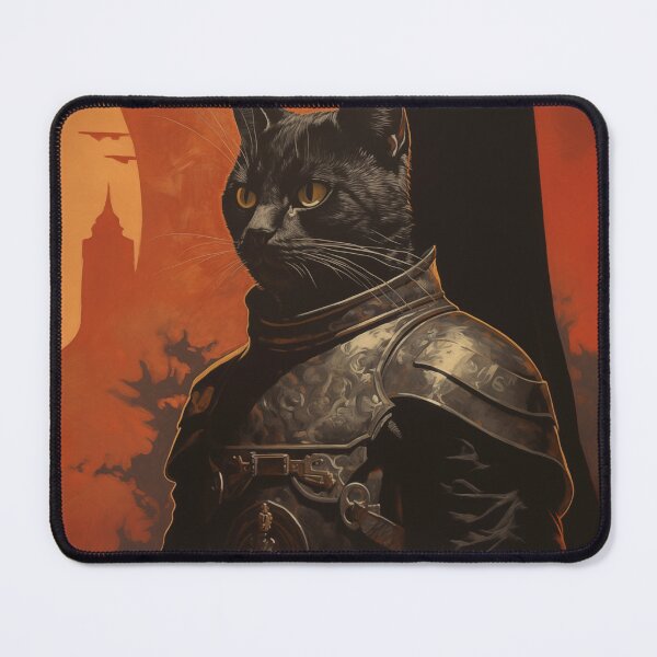 Item preview, PALADIN - DARK FANTASY ART STYLE CAT KNIGHT designed and sold by VistaThreadsCo.