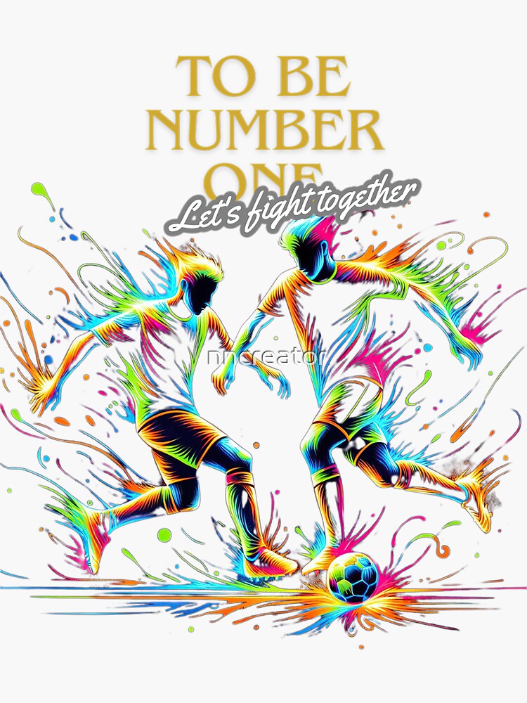 Thumbnail 3 of 3, Sticker, Dynamic Soccer Players Neon Art - Colorful Football Match Illustration designed and sold by nncreator.