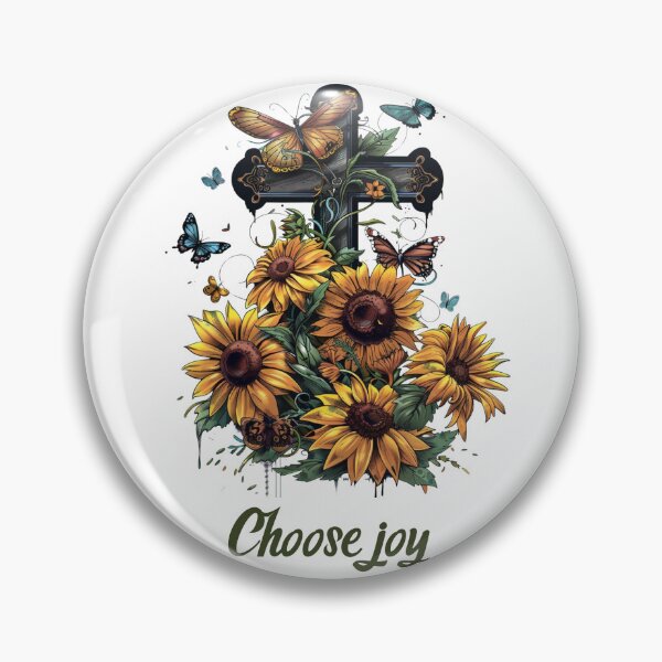 Item preview, Cross Sunflowers Butterflies Christian Choose joy   designed and sold by ArtFromBeyond.