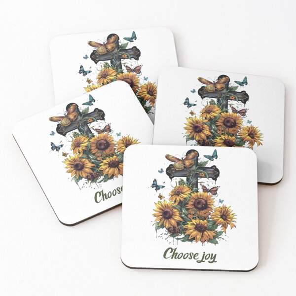 Item preview, Cross Sunflowers Butterflies Christian Choose joy   designed and sold by ArtFromBeyond.