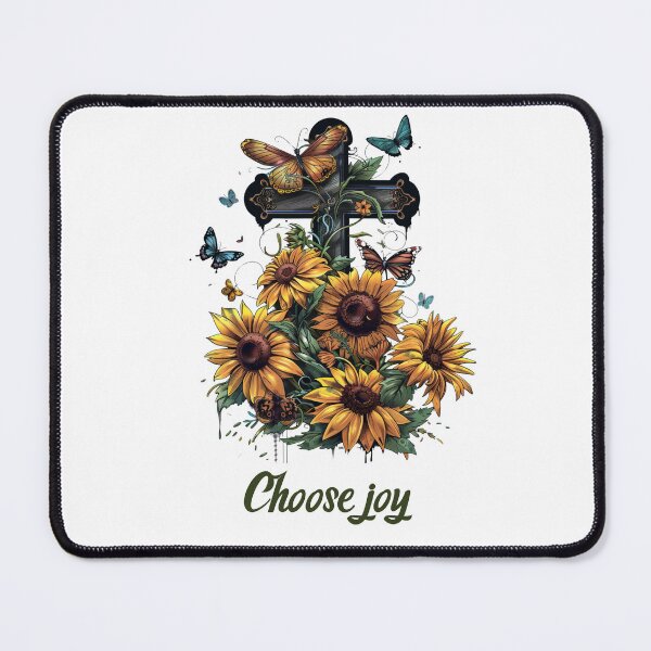 Item preview, Cross Sunflowers Butterflies Christian Choose joy designed and sold by ArtFromBeyond.