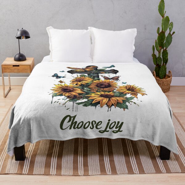 Item preview, Cross Sunflowers Butterflies Christian Choose joy   designed and sold by ArtFromBeyond.