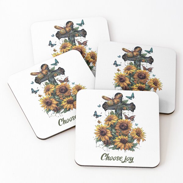 Item preview, Cross Sunflowers Butterflies Christian Choose joy   designed and sold by ArtFromBeyond.
