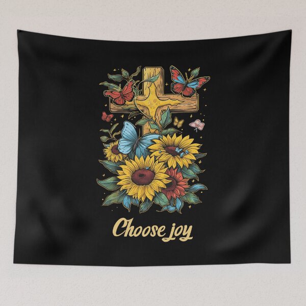 Item preview, Cross Sunflowers Butterflies Christian Choose joy   designed and sold by ArtFromBeyond.