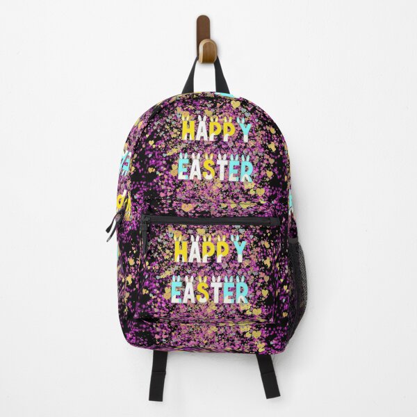 Item preview, Happy Easter with Hearts on Black Background designed and sold by Victoria Rose.