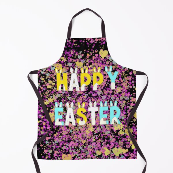 Item preview, Happy Easter with Hearts on Black Background designed and sold by Victoria Rose.