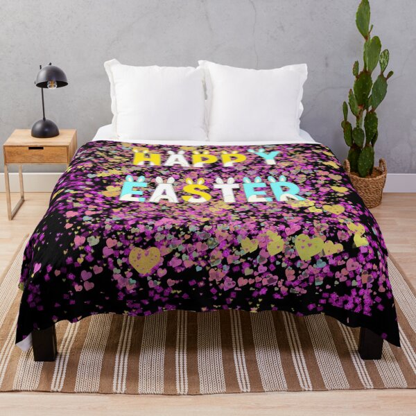 Item preview, Happy Easter with Hearts on Black Background designed and sold by Victoria Rose.