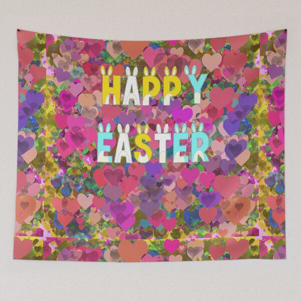 Item preview, Happy Easter with Colorful Hearts designed and sold by Victoria Rose.