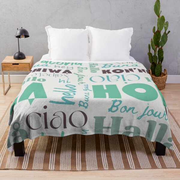 Item preview, Hello! Travel inspired in different languages in greens designed and sold by katerosestudios.