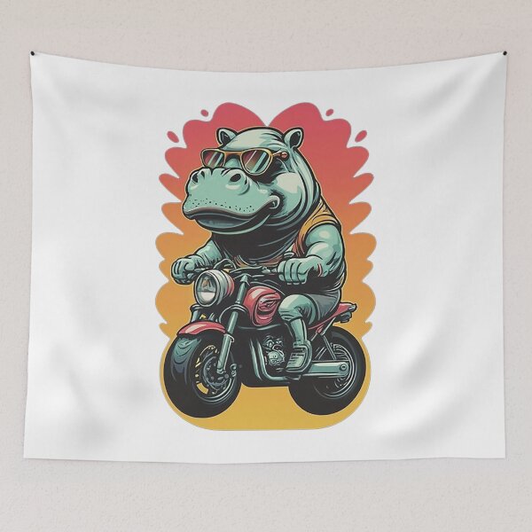 Item preview, Motorbike Riding Hippo designed and sold by likbatonboot.