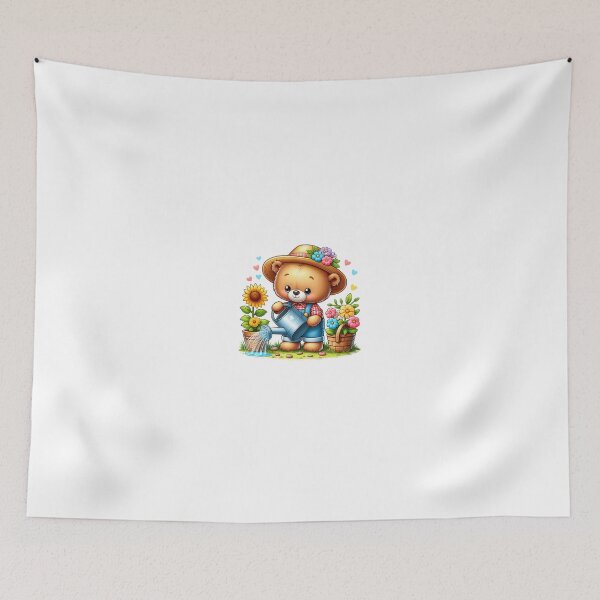 Item preview, Gardener bear waters pruning his flowers. designed and sold by moni0490.