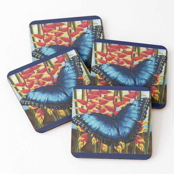 Item preview, Blue Morpho Butterfly on Heliconia designed and sold by Catherine Harrison.