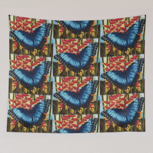 Item preview, Blue Morpho Butterfly on Heliconia designed and sold by Catherine Harrison.