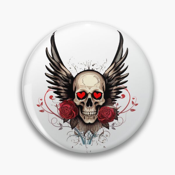 Item preview, skull, wings, grunge vintage design with abstract swirl floral element art designed and sold by Mahilis.