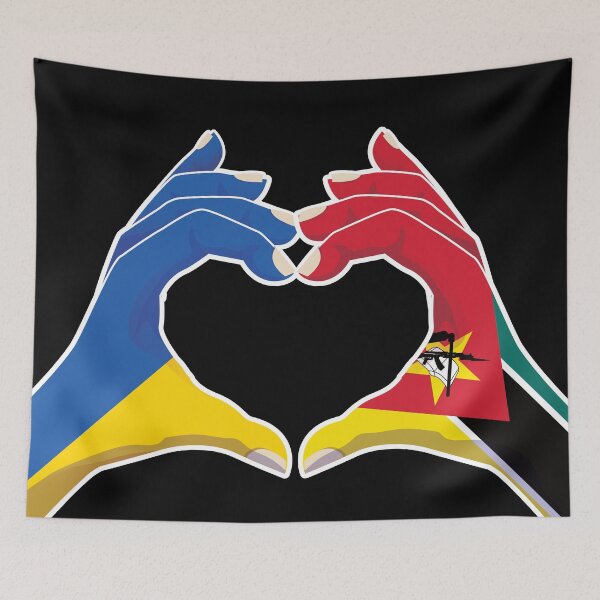 Item preview, Mozambique Mozambican Ukraine Ukrainian Love Heart Peace designed and sold by FlagX.