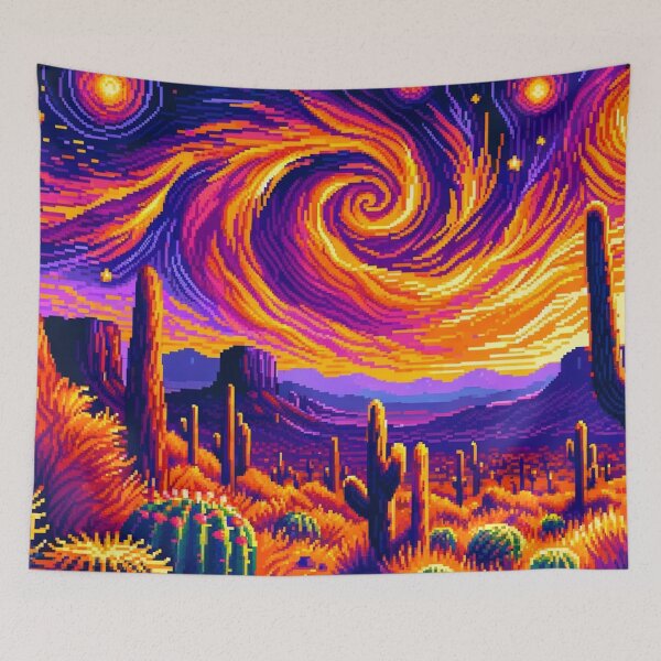 Item preview, Desert Starry Swirl: Van Gogh's Pixel Tribute designed and sold by fabinthelab.