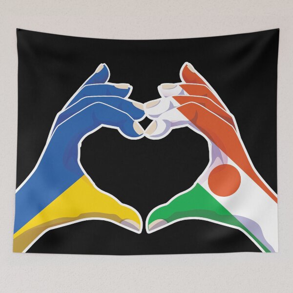 Item preview, Niger Nigerien Ukraine Ukrainian Love Heart Peace designed and sold by FlagX.