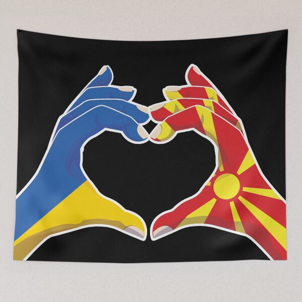 Item preview, North Macedonia Macedonian Ukraine Ukrainian Love Heart Peace designed and sold by FlagX.