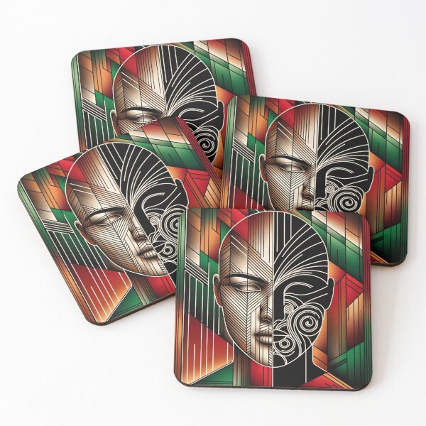 Item preview, Face Half straight lines on Bronze Half Maori designed and sold by Kiwiaroha.