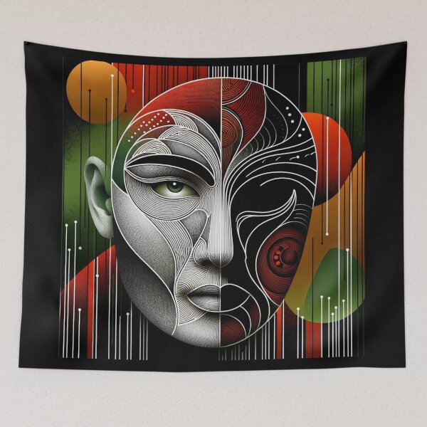 Item preview, Full Face Half Detailed Grey Black White designed and sold by Kiwiaroha.