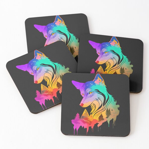Item preview, Psychedelic Rainbow Forest Wolf designed and sold by Chubuter.