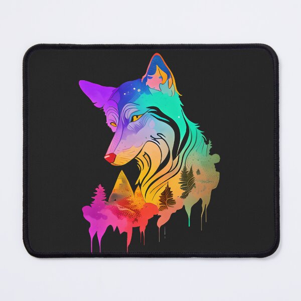 Item preview, Psychedelic Rainbow Forest Wolf designed and sold by Chubuter.