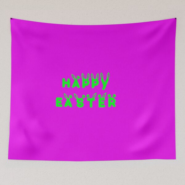 Item preview, Happy Easter with Green Lettering on Pink Background designed and sold by Victoria Rose.